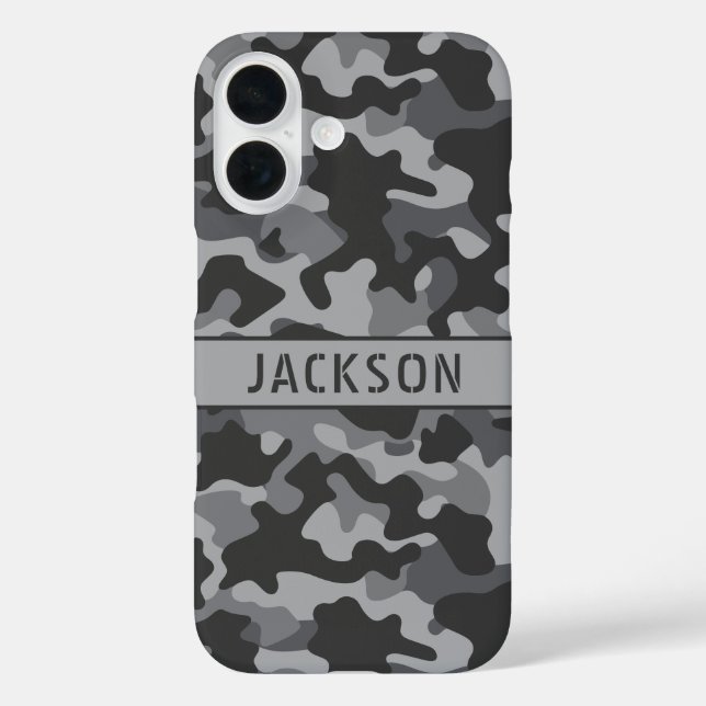 Grey Camouflage Personalised Case-Mate iPhone Case (Back)