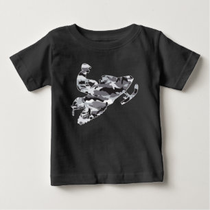 Grey Camouflage Snowmobiler Baby T-Shirt