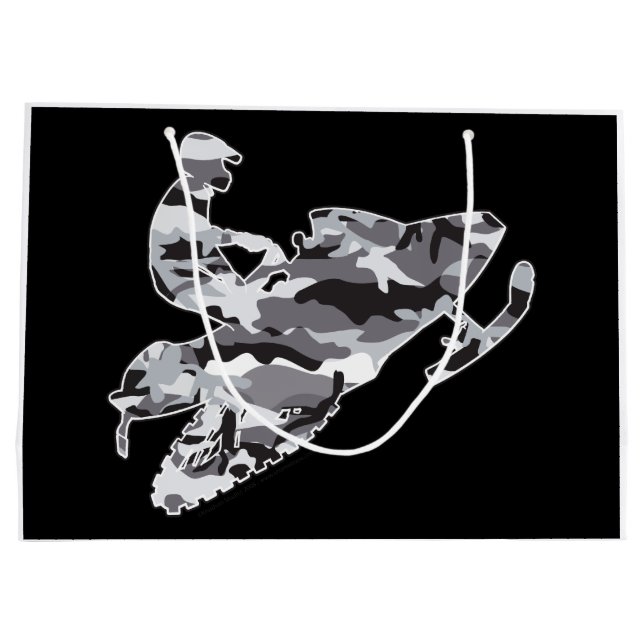 Grey Camouflage Snowmobiler Large Gift Bag (Back)