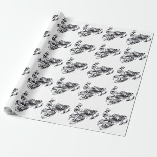 Grey Camouflage Snowmobiler Wrapping Paper