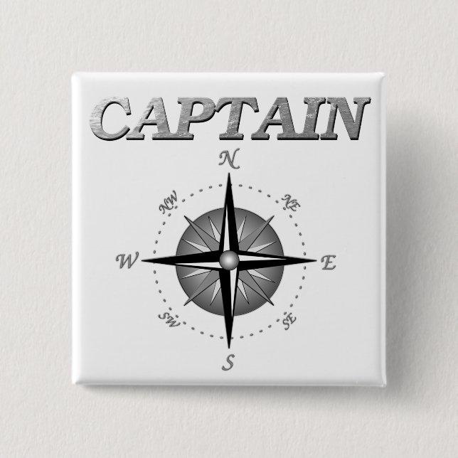 Grey Captain with Compass Rose 15 Cm Square Badge (Front)