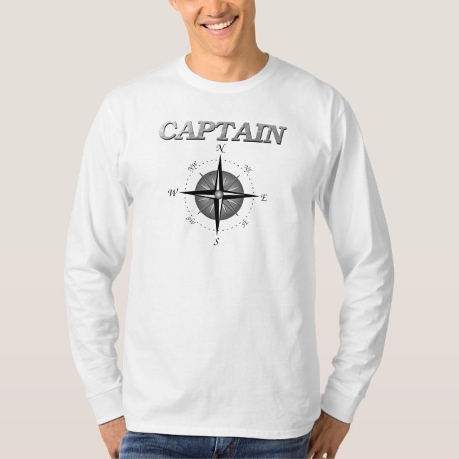 Grey Captain with Compass Rose T-Shirt (Front)