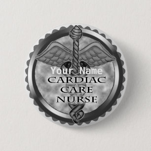 Grey Cardiac Care Nurse 6 Cm Round Badge