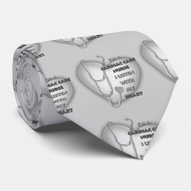 Grey Cardiac Care Nurse Tie (Rolled)