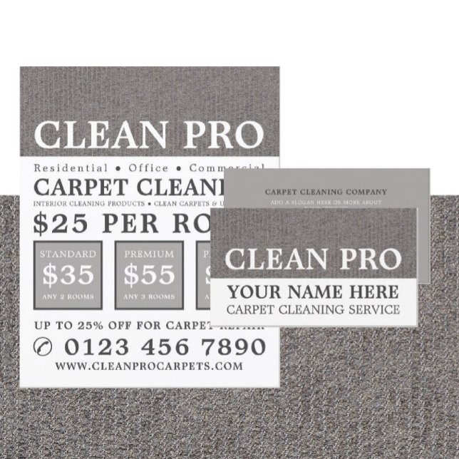 Grey Carpet, Carpet Cleaners, Cleaning Service Business Card (Creator Uploaded)