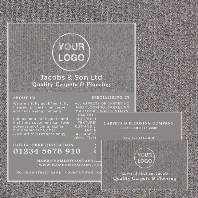 Grey Carpet, Carpet Layer, Fitter Business Card (Creator Uploaded)