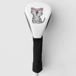 grey cartoon cat cat cartoon golf head cover