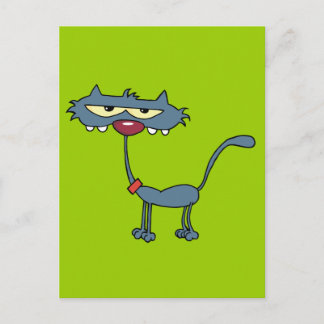 Grey Cartoon Cat Postcard