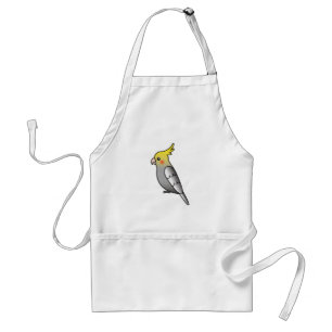 Grey Cartoon Cockatiel Parrot Bird Standard Apron