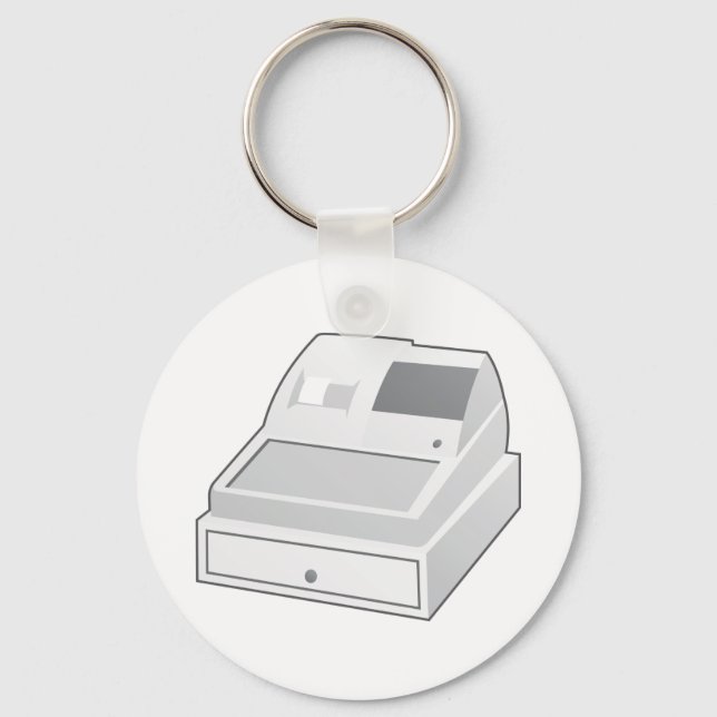 Grey Cash Register Minimalist Retail Key Ring (Front)