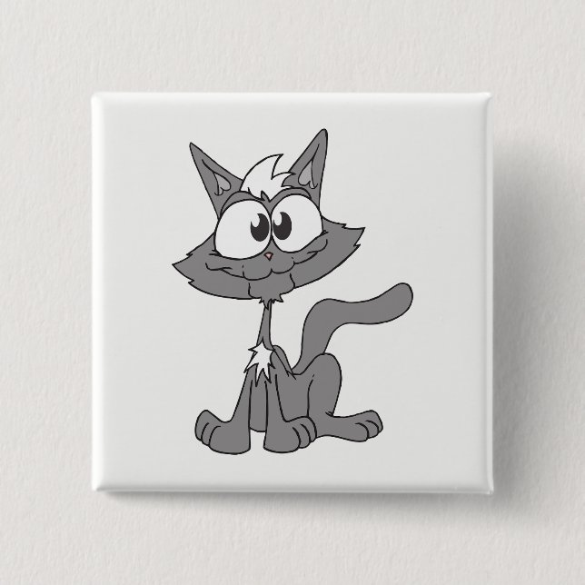 Grey Cat 15 Cm Square Badge (Front)
