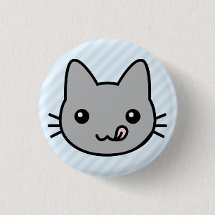 grey cat 3 cm round badge