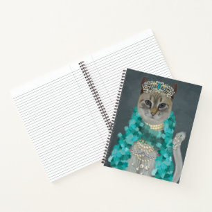 Grey Cat   Adorned With Bells Portrait Notebook