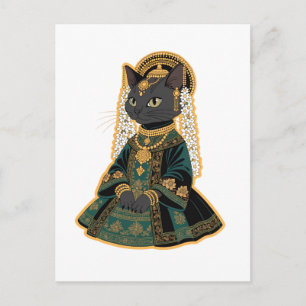 Grey Cat Bridal Goddess Greeting Card