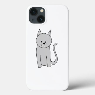 Grey Cat Cartoon. iPhone 13 Case
