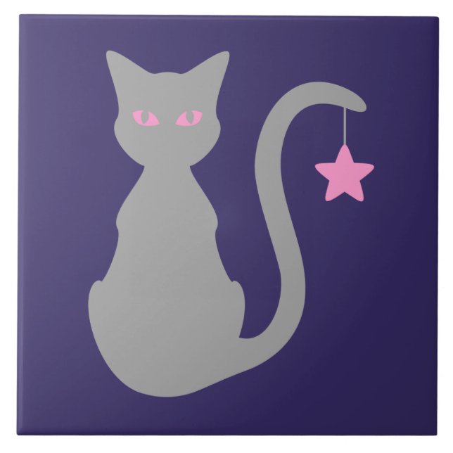Grey Cat Ceramic Tile (Front)