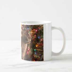 Grey cat Christmas mug