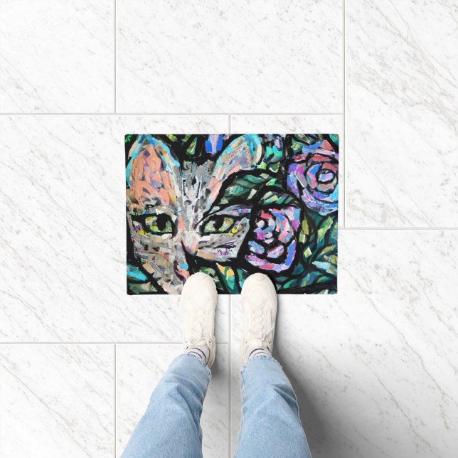 Grey Cat Collage Art Kitty Cats Collages           Doormat (Indoor)