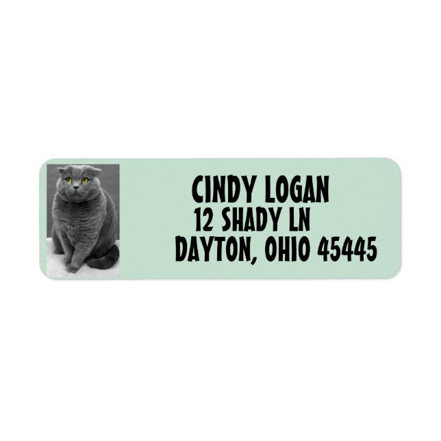 GREY CAT CUTE Return Address Label (Front)