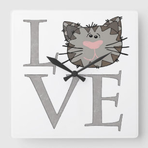 Grey Cat Face Clock