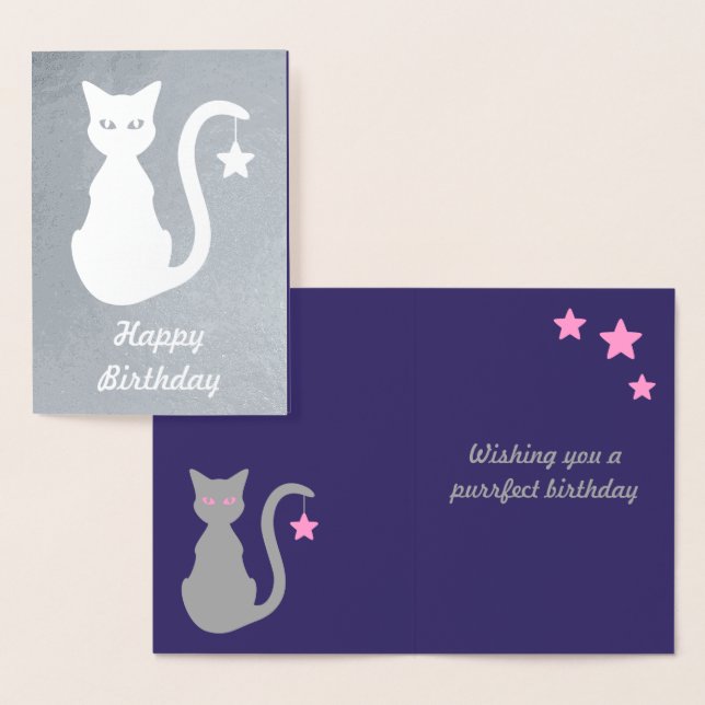 Grey Cat Foil Birthday Card (Display)