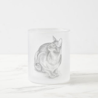 grey cat frosted glass mug