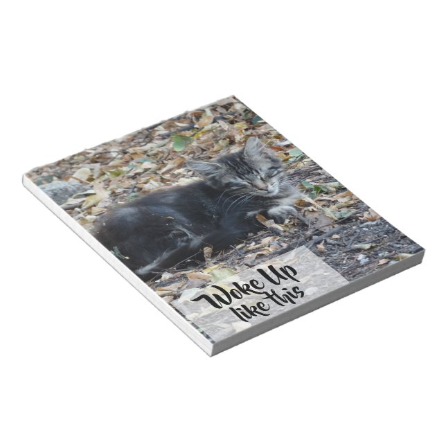 Grey Cat Funny Custom Text Notepad (Angled)