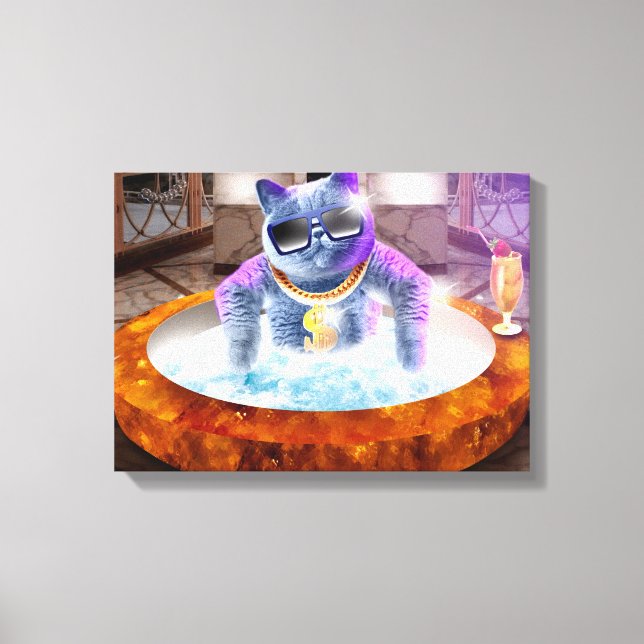Grey cat in the bathtub canvas print (Front)