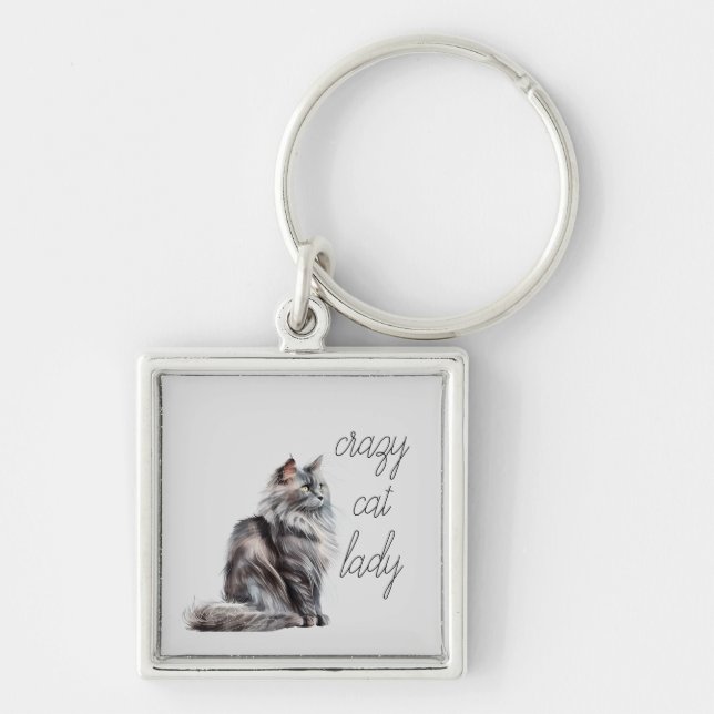 Grey Cat  Key Ring (Front)