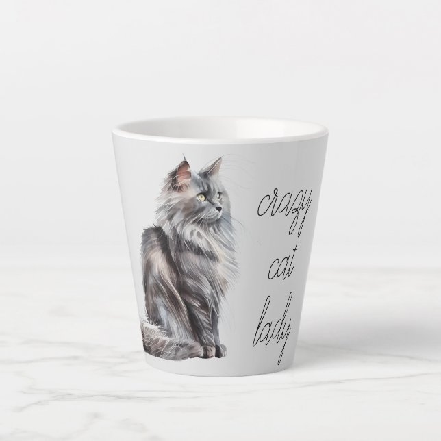 Grey Cat  Latte Mug (Front)