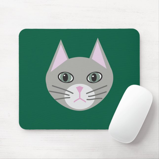 Grey Cat Mouse Mat (With Mouse)