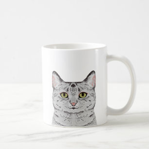 Grey Cat Mug - cute cat mug
