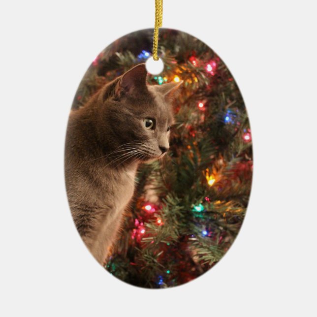 Grey cat ornament (Front)