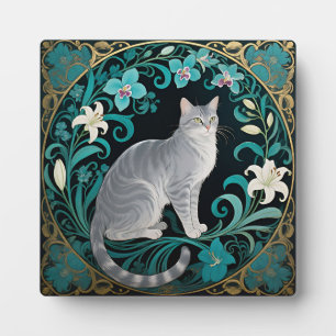 Grey Cat Ornate Floral Frame