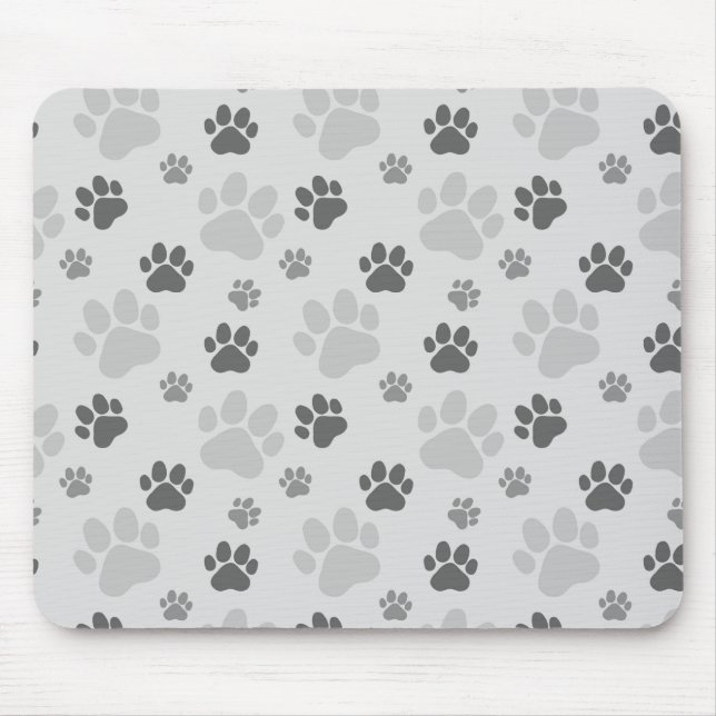 Grey Cat Paw Print Pattern Mouse Mat (Front)