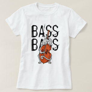 Grey Cat Playing a Double Bass or Upright Bass T-Shirt