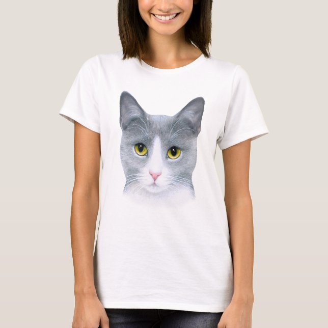 Grey Cat portrait 611 T-Shirt (Front)
