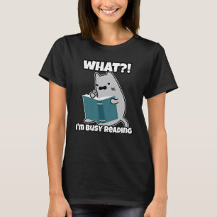 Grey cat reading book busy doing book related thin T-Shirt