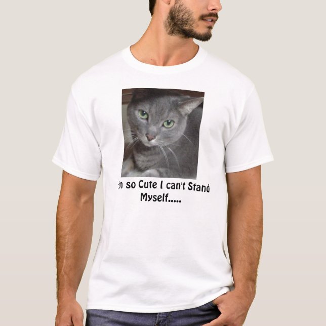 Grey Cat Russian Blue T-Shirt (Front)