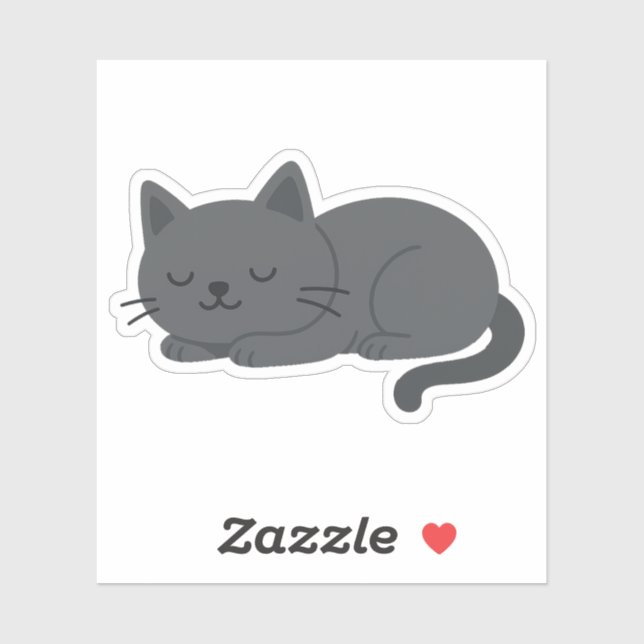 Grey Cat Sleeping Peacefully – Minimalist Cat Art (Sheet)