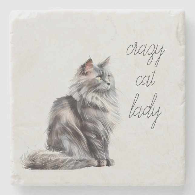 Grey Cat  Stone Coaster (Front)