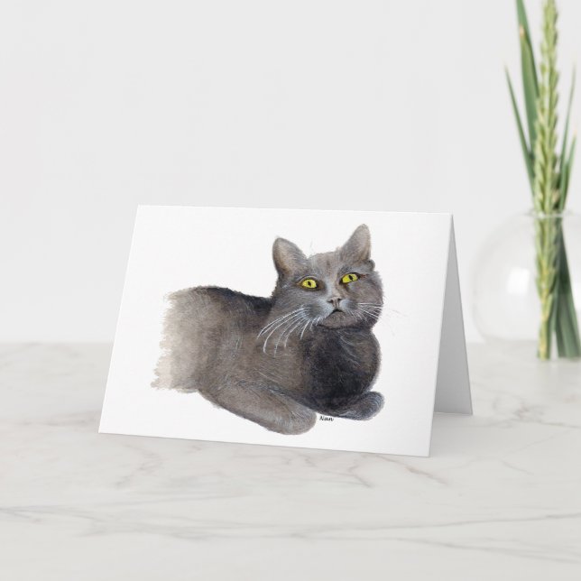 Grey Cat Sympathy greeting Card (Front)