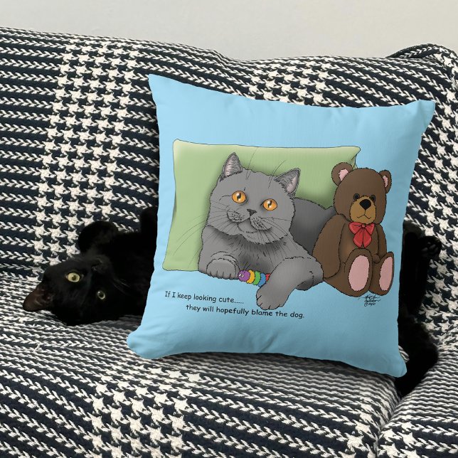 Grey Cat Teddy Bear Cushion (Creator Uploaded)