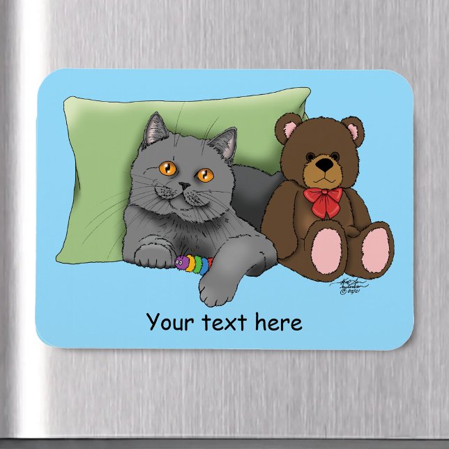 Grey Cat Teddy Bear Magnet (Creator Uploaded)