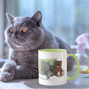 Grey Cat Teddy Bear Mug