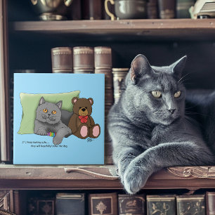 Grey Cat Teddy Bear Tile