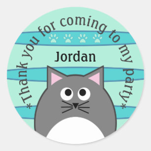 Grey Cat Thank You Classic Round Sticker