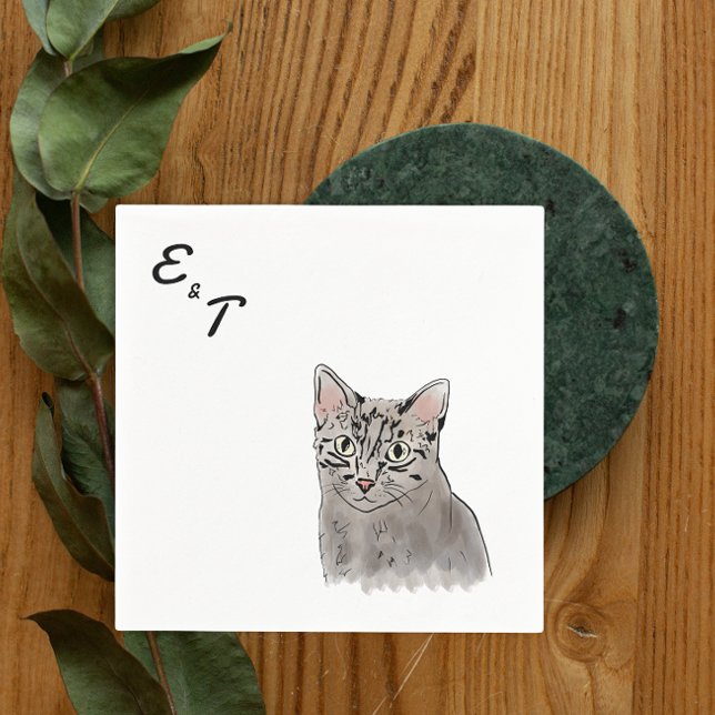 Grey Cat wedding Cocktail napkin  (Creator Uploaded)