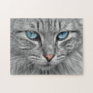 Grey Cat With Blue Eyes Jigsaw Puzzle