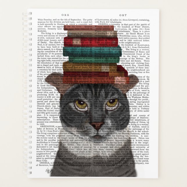 Grey Cat with Books on Head Planner (Front)